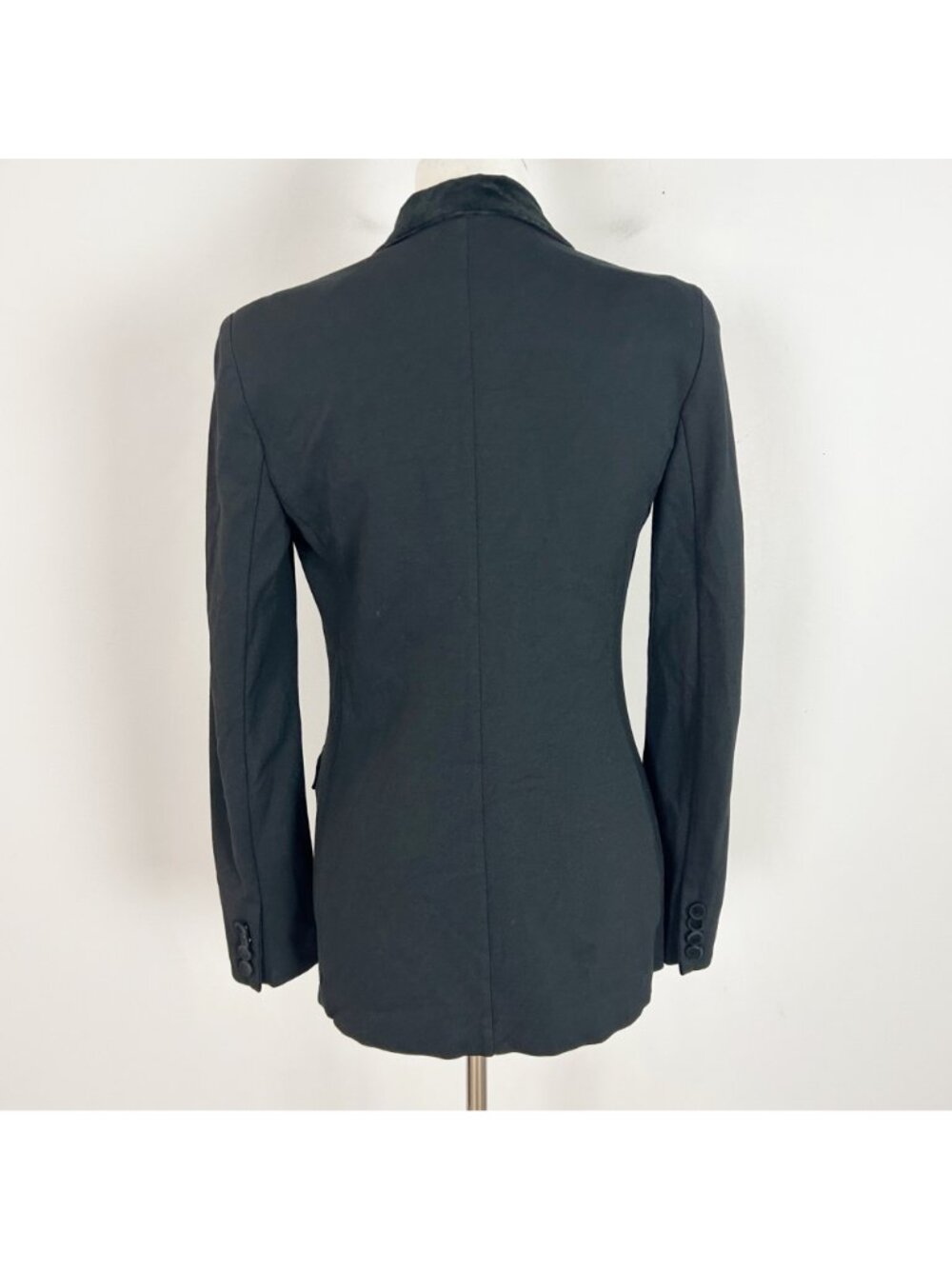 Lauren Ralph Lauren Black Double Breasted Blazer Jacket with Velvet Collar Sz 2 - Picture 4 of 5